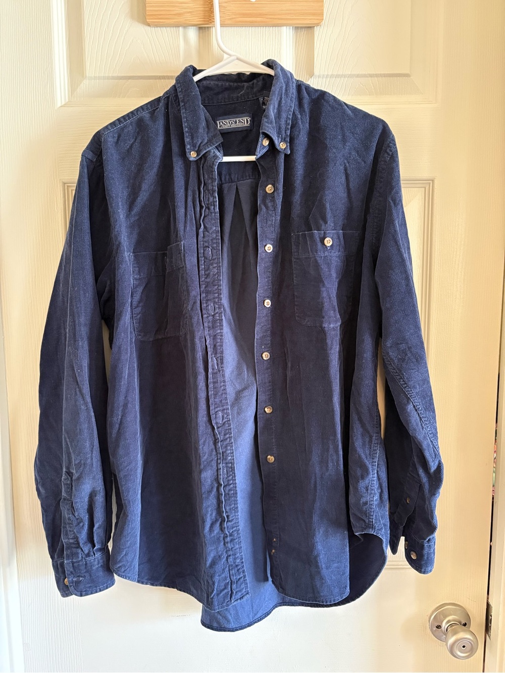 Lands' End Navy Blue Corduroy Button-Down Shirt